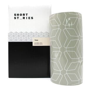 NEW Short St_ories Vase Modern Geometric Gray Ceramic Small 7.68 High